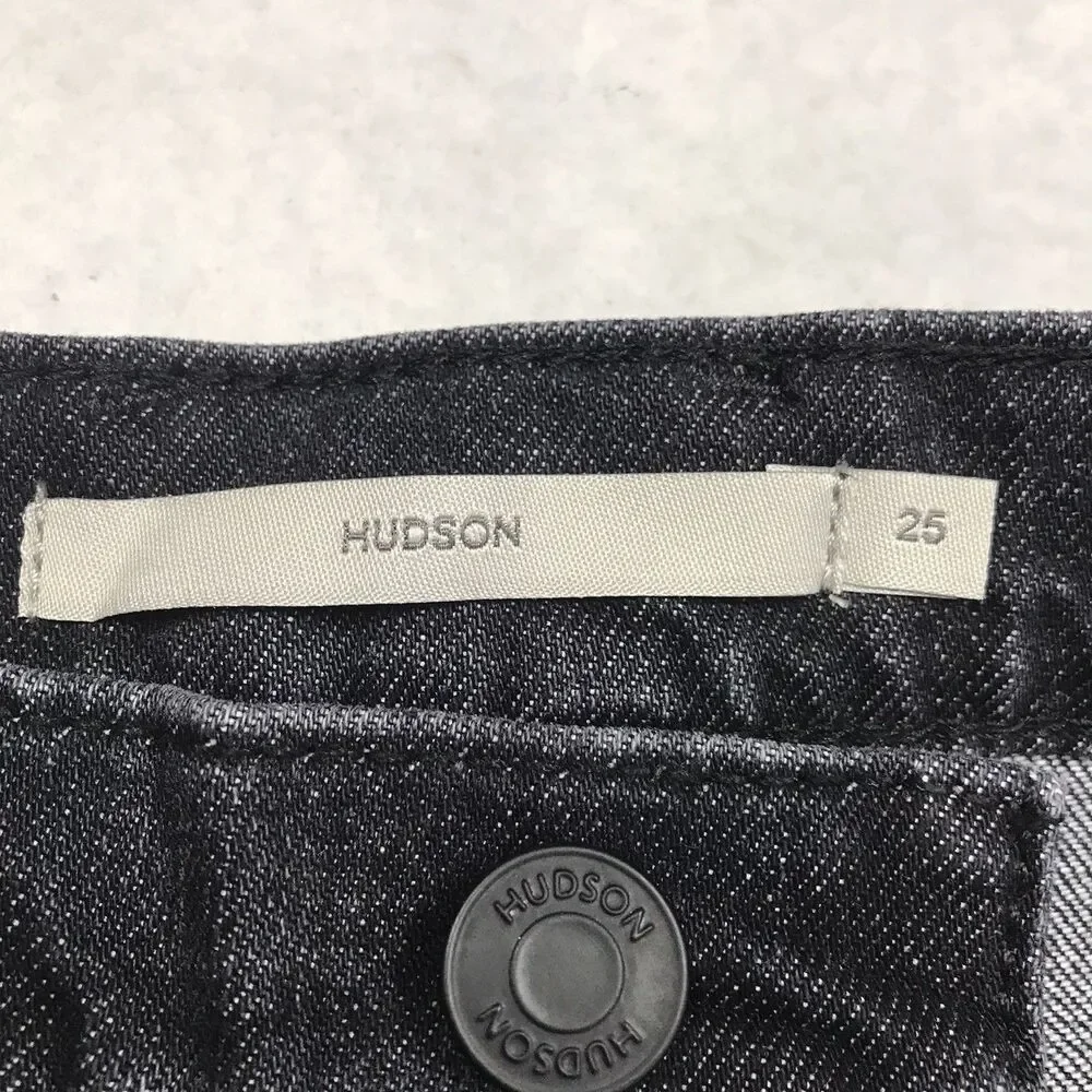 NWT HUDSON Jodie Flare Jean Women 25 (28x30) Faded Noir Black Wash Distressed - Picture 12 of 16